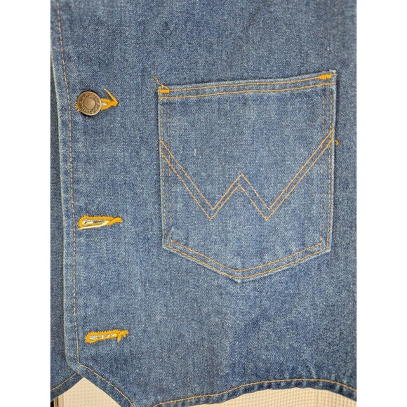 Vintage Wrangler Denim Blue Jean Vest Men's Medium 14oz Denim 70s 80s (G08) - Picture 3 of 12